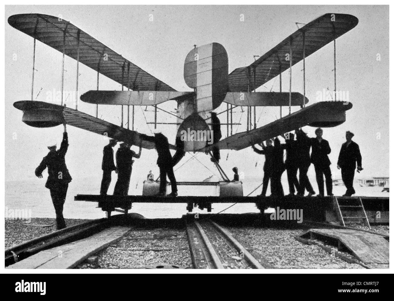 1918 avion à ailes repliables British Royal Naval Air Service Banque D'Images