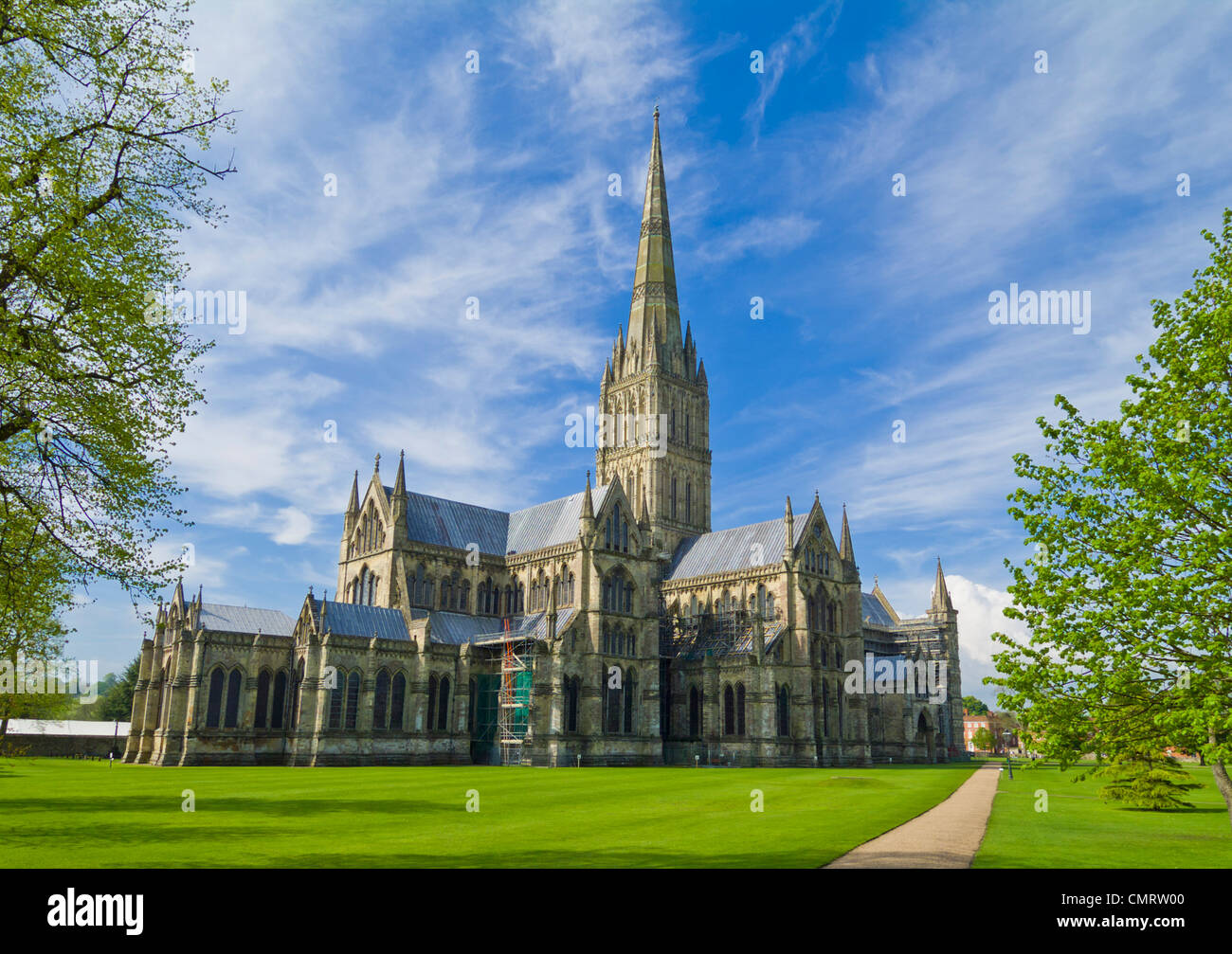 Flèche médiévale de la cathédrale de Salisbury dans le Wiltshire Salisbury fermer England UK GB EU Europe Banque D'Images