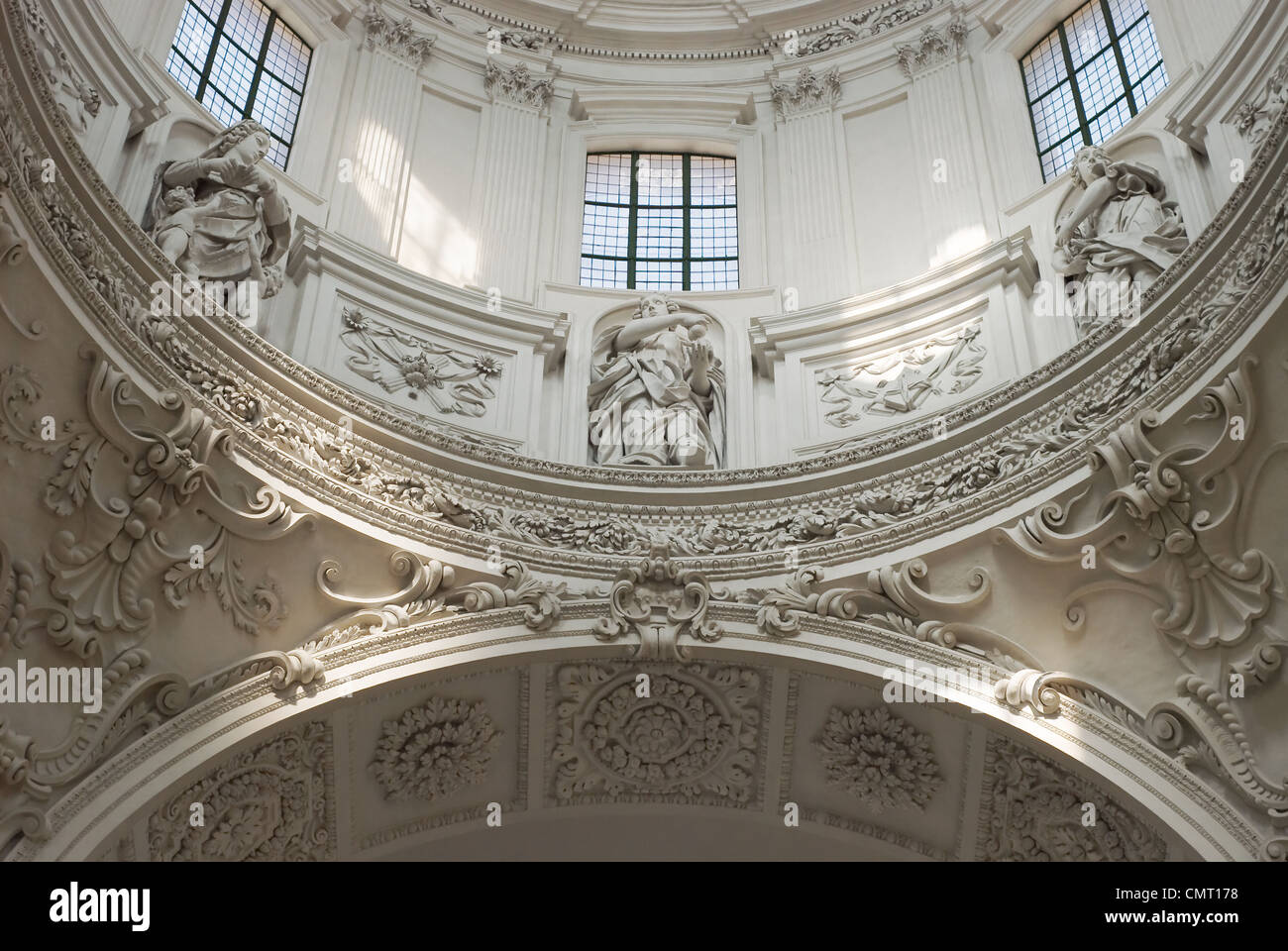 Vue de l'intérieur de décoration en stuc de style Baroque Banque D'Images