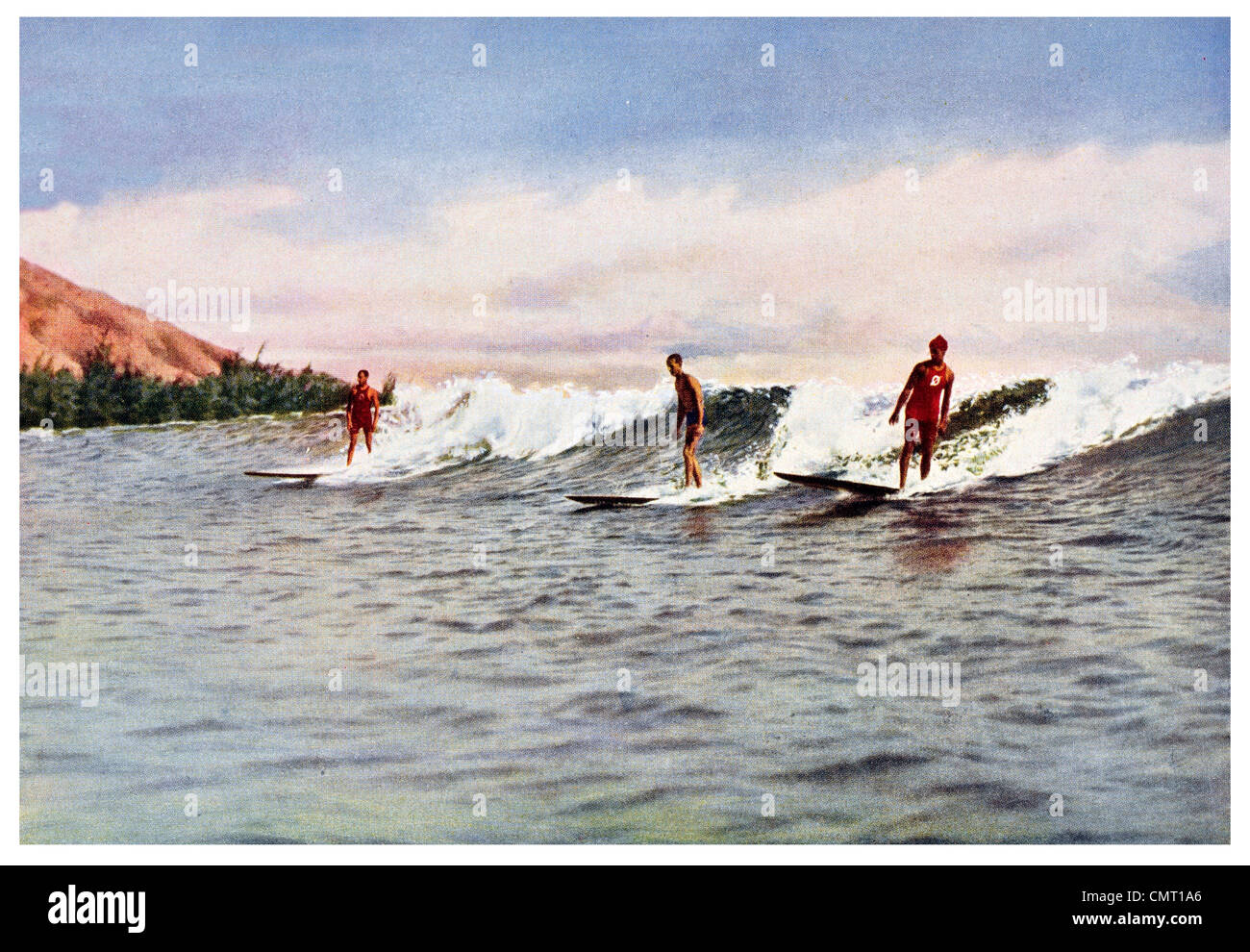 1924 la circonscription de surf à Waikiki Honolulu surf Banque D'Images