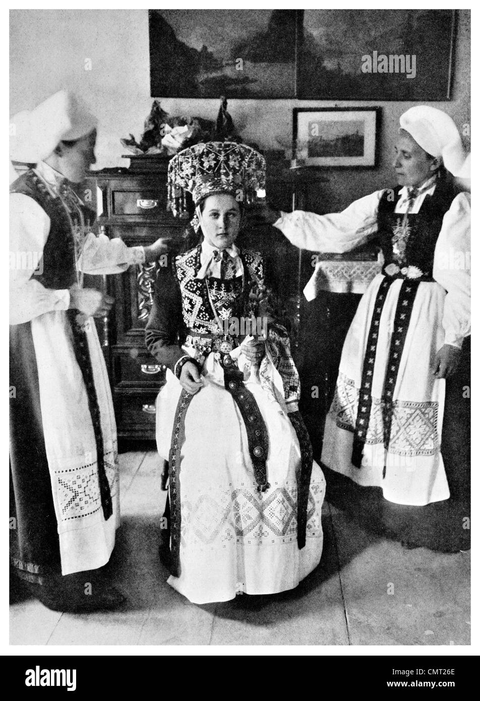 Robe de mariée 1924 Norvège Norvégien Banque D'Images Robe de mariée 1924 Norvège Norvégien Banque D'Images