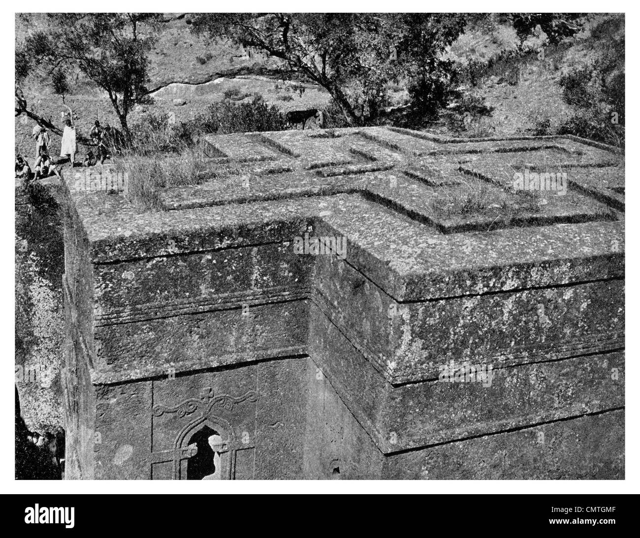 1925 tiers supérieur de l'église monolithe de Saint George Lalibela le nord de l'Éthiopie Banque D'Images