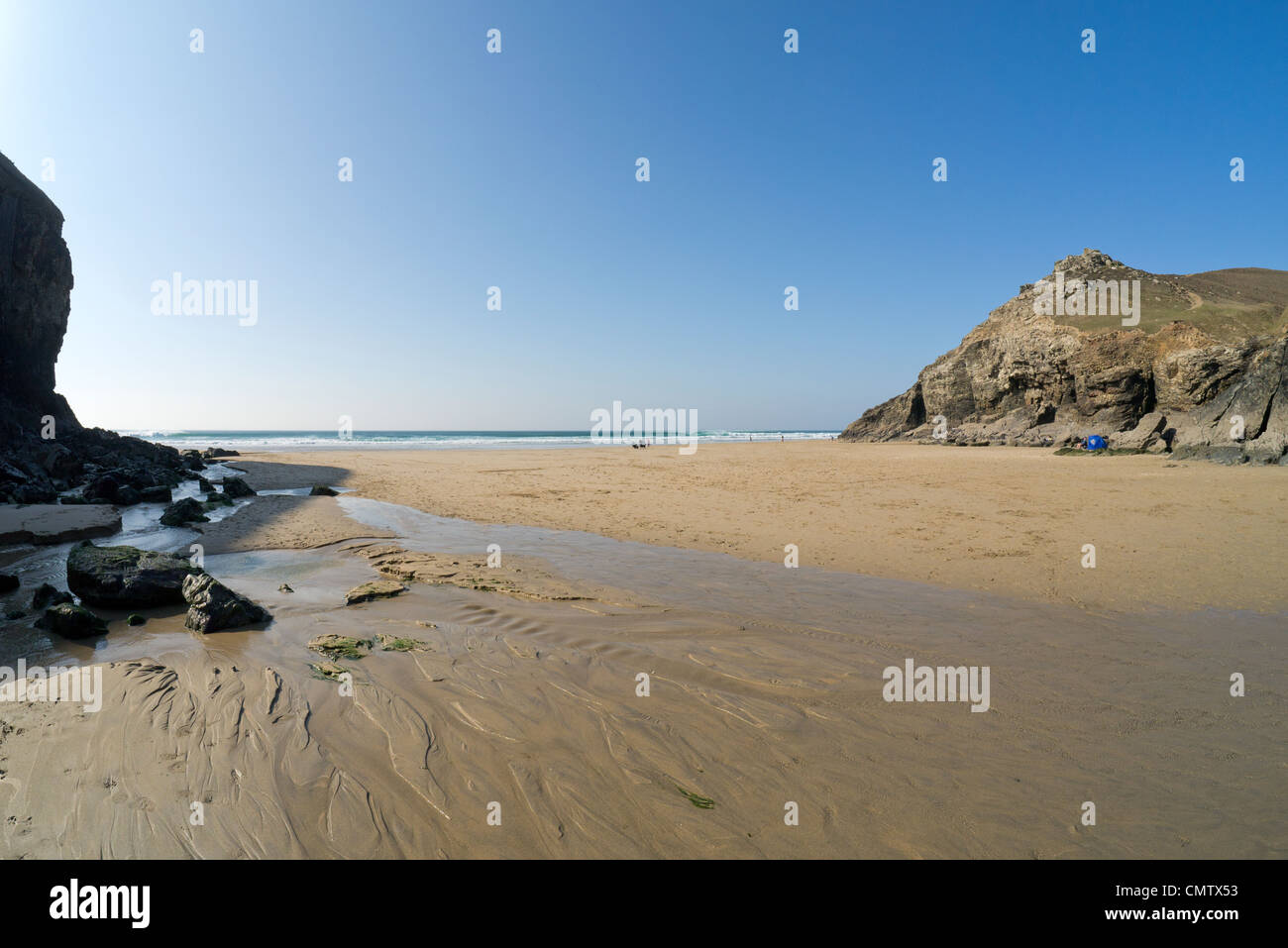 Plage de Porth chapelle à Cornwall, UK Banque D'Images