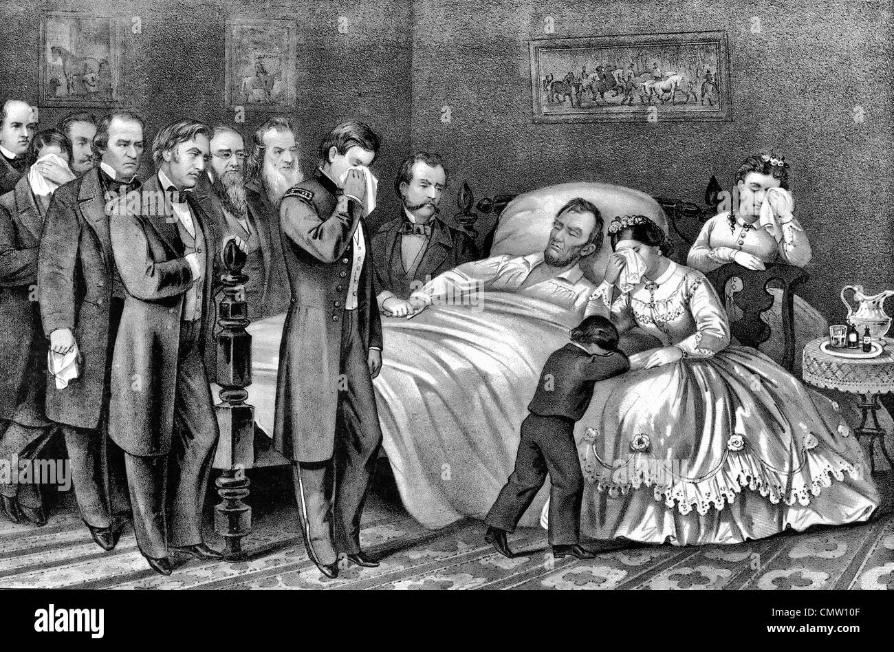 Décès du président Abraham Lincoln : à Washington, D.C. le 15 avril 1865. Le martyr de la Nation Banque D'Images