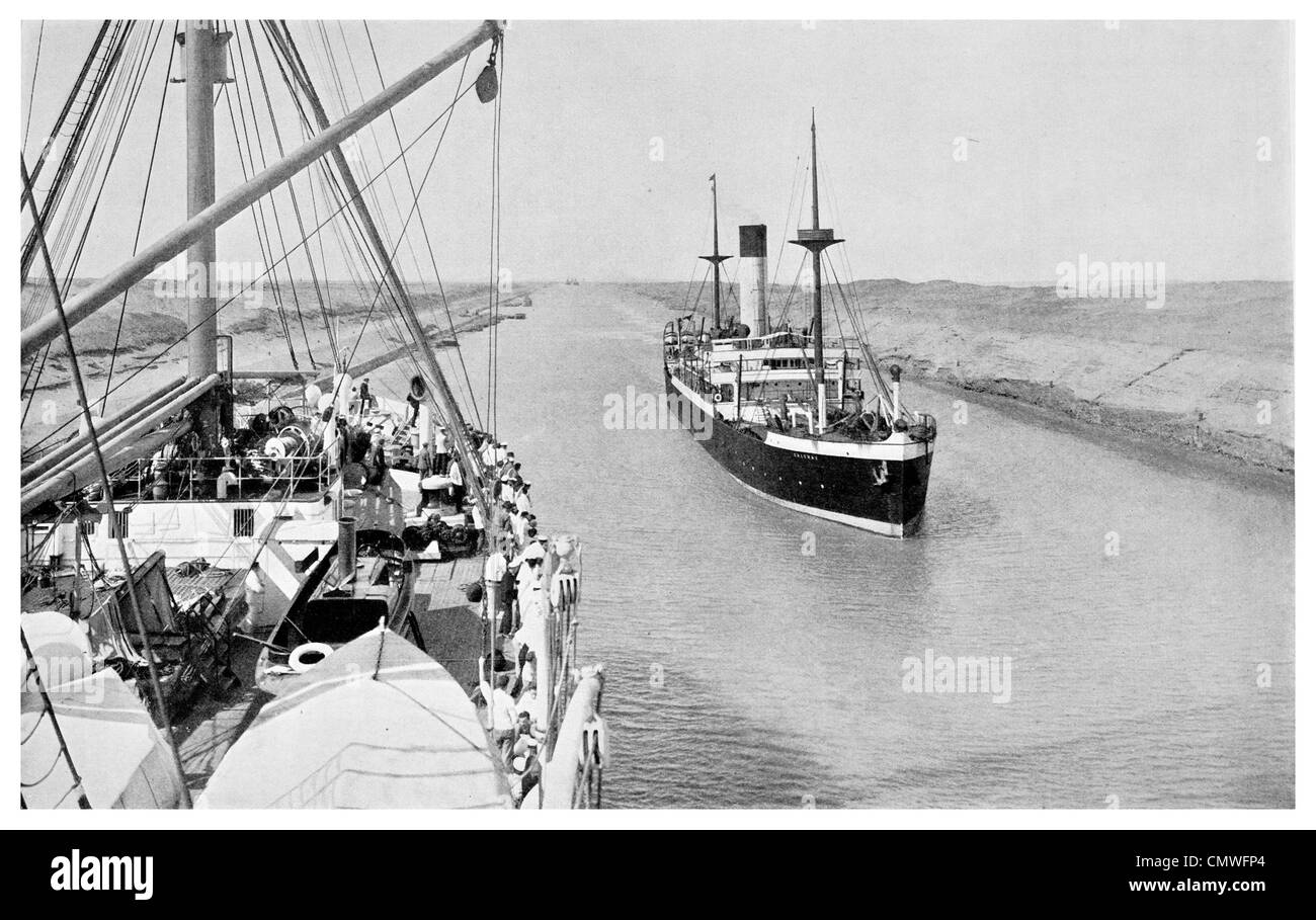 1925 en passant par l'Empire britannique du canal de Suez, navire à vapeur Banque D'Images