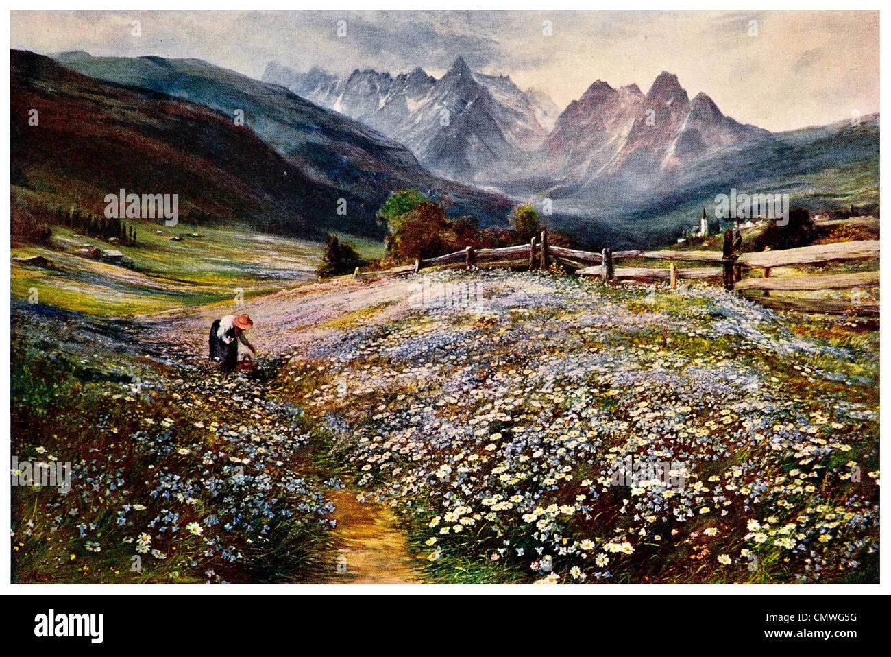 Juin Tyrol autrichien peint par J.Mc Whirter R.A. Banque D'Images