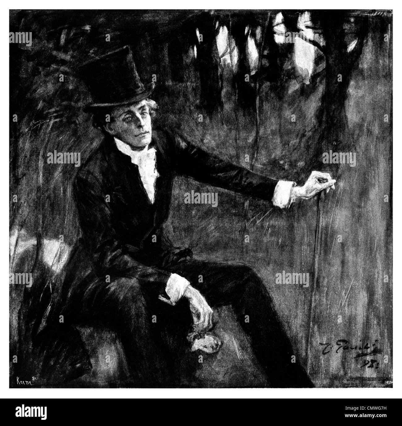 1905 Cyril Maude acteur dans "Le petit ministre' dessiné par J Gulich Banque D'Images
