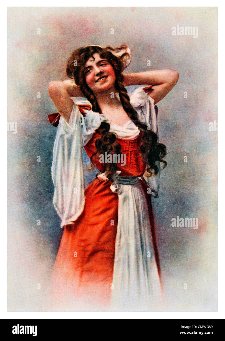 1905 Étude Portrait Jeune fille Banque D'Images