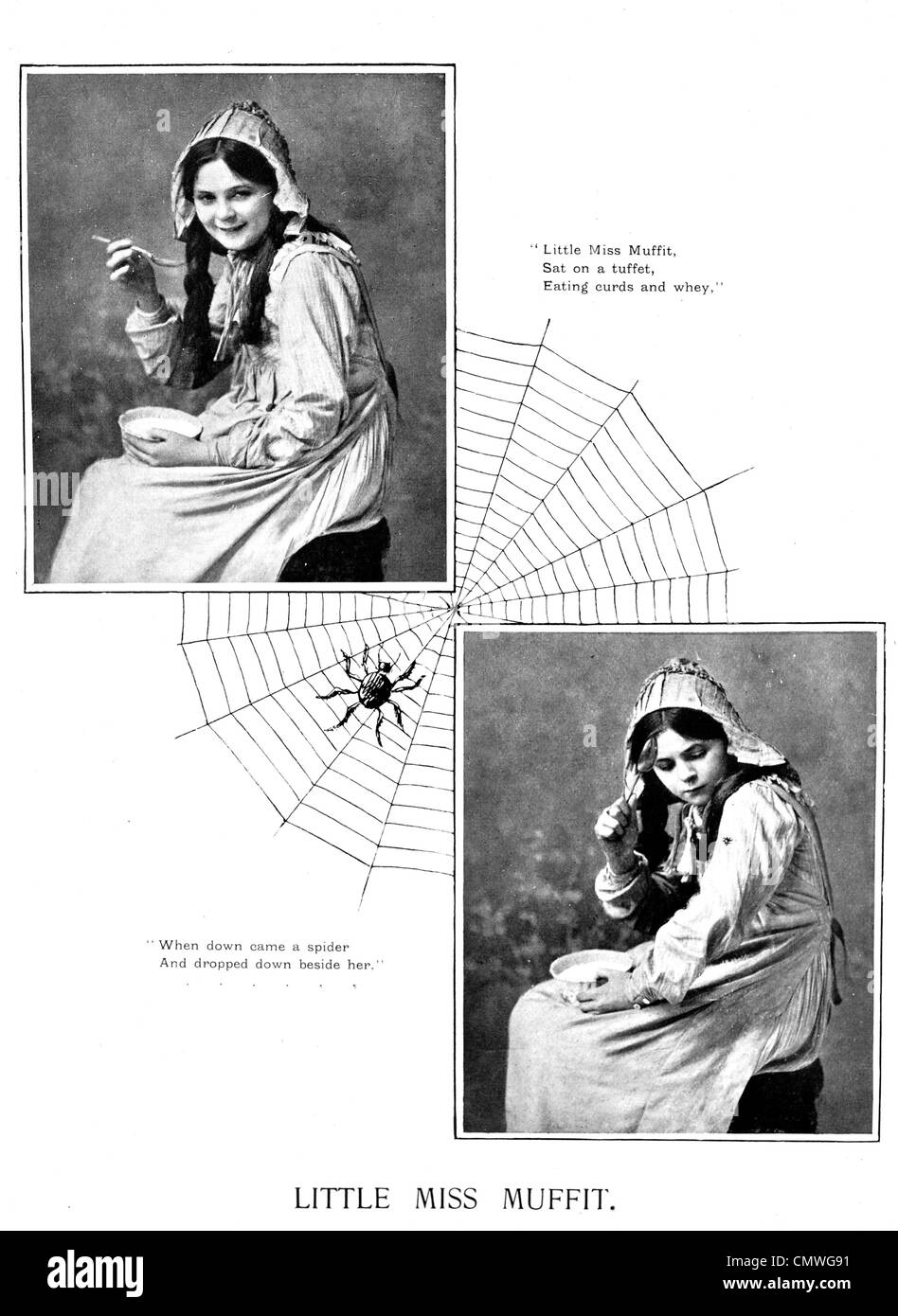 1905 Little Miss Muffit Spider web Banque D'Images