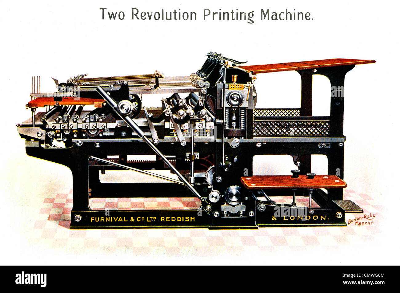 Machine d'impression Révolution deux Furnival & Co Ltd London & rougeâtre Banque D'Images