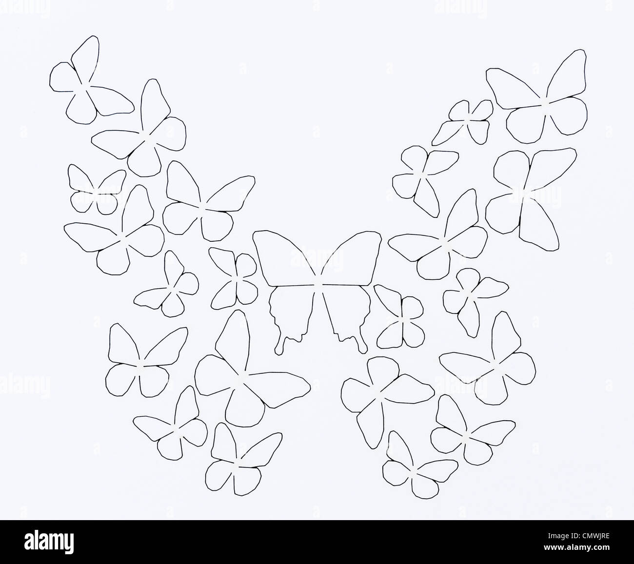 Coupe au laser motif papillon blanc sur Banque D'Images