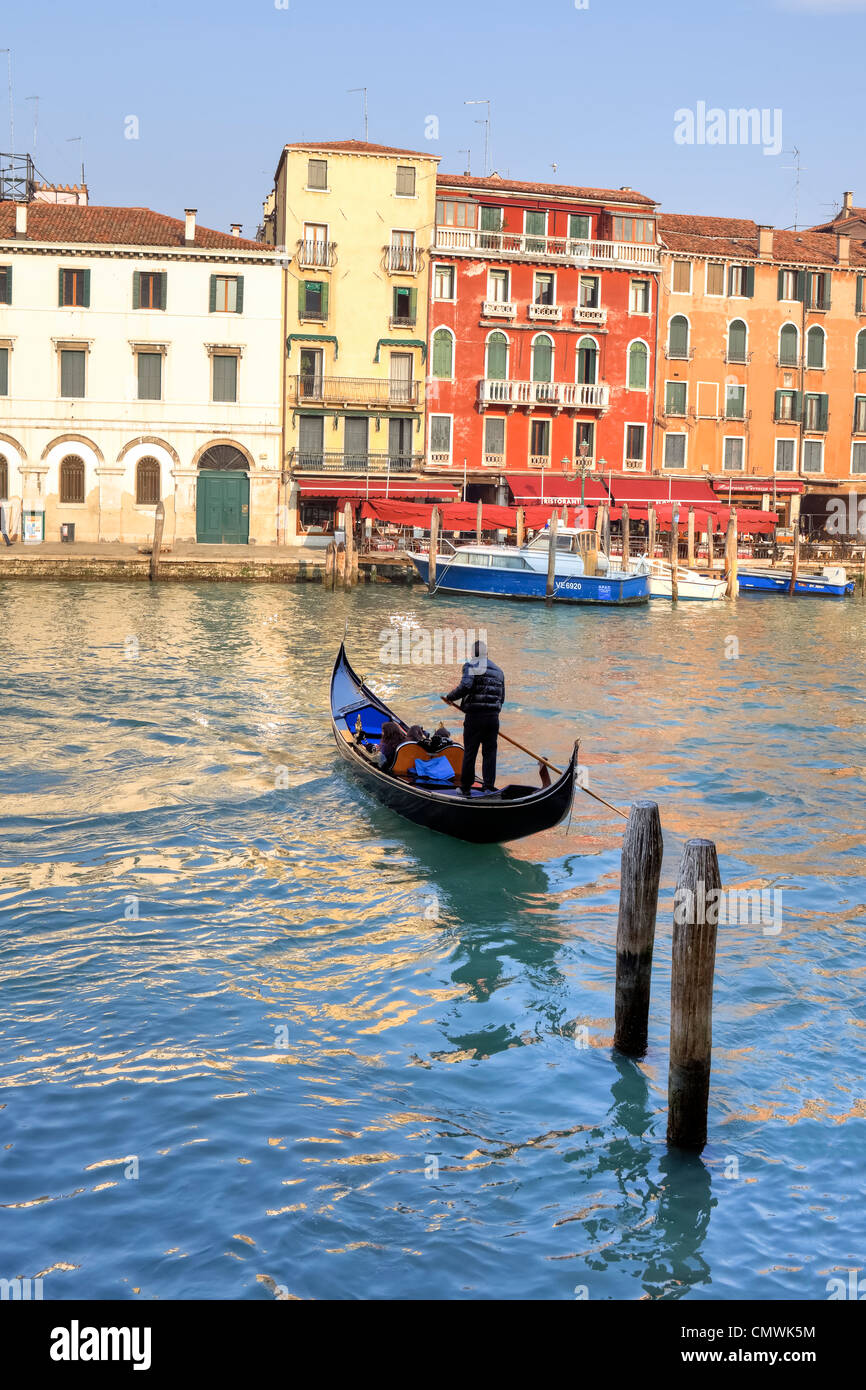 Grand Canal, gondole, Venise, Vénétie, Italie Banque D'Images