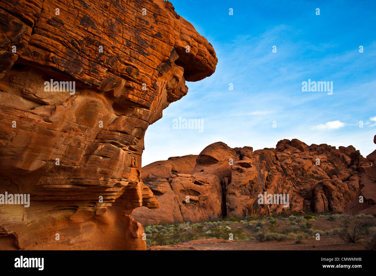 Des formations de roche de grès dans le Nevada's Valley of Fire Banque D'Images