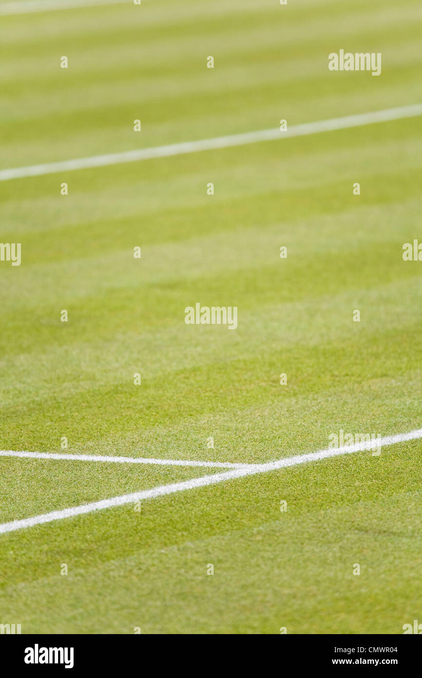 Détail de lignes blanches sur un court de tennis Banque D'Images