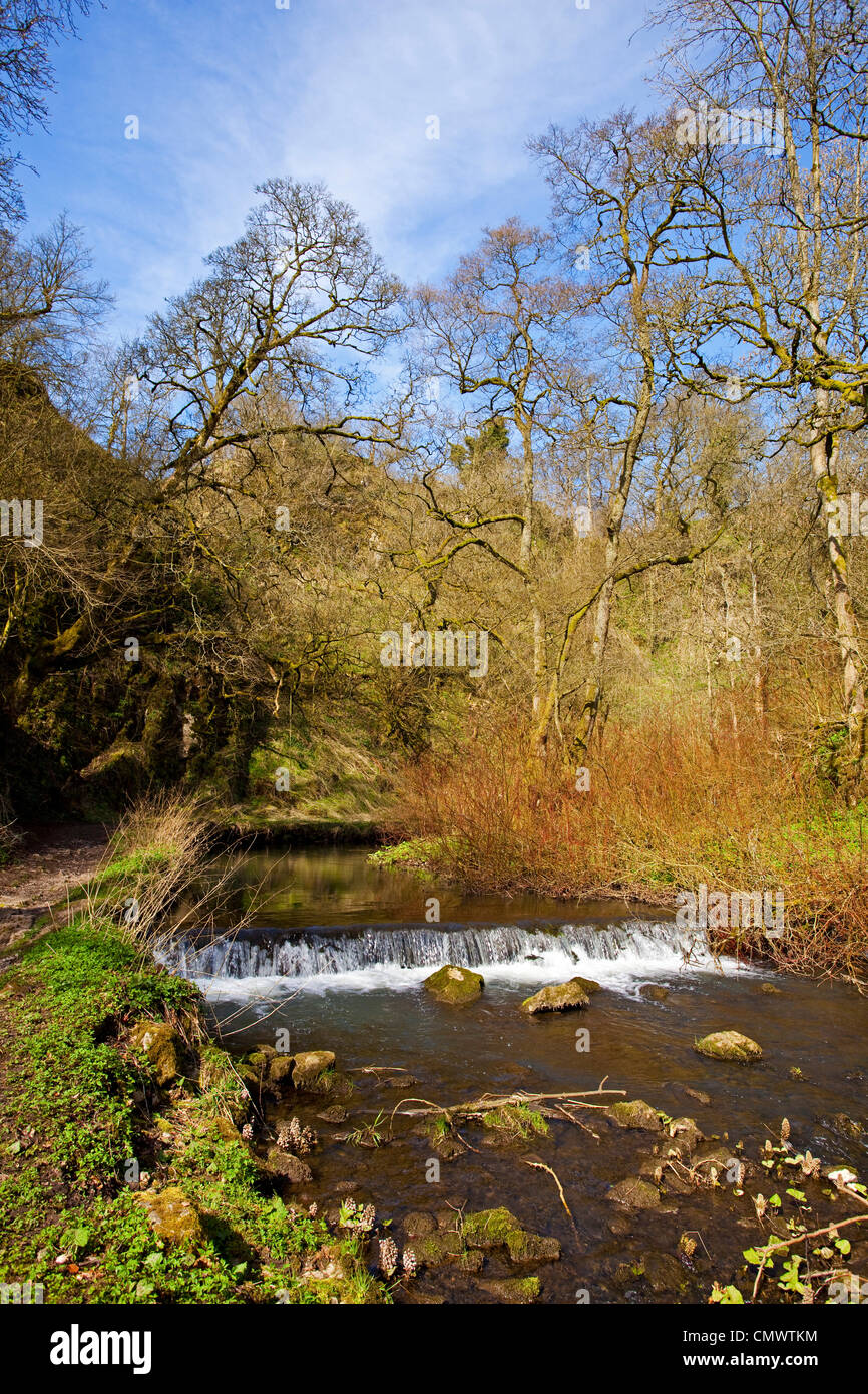 Un barrage sur la rivière Dove Derbyshire UK Banque D'Images