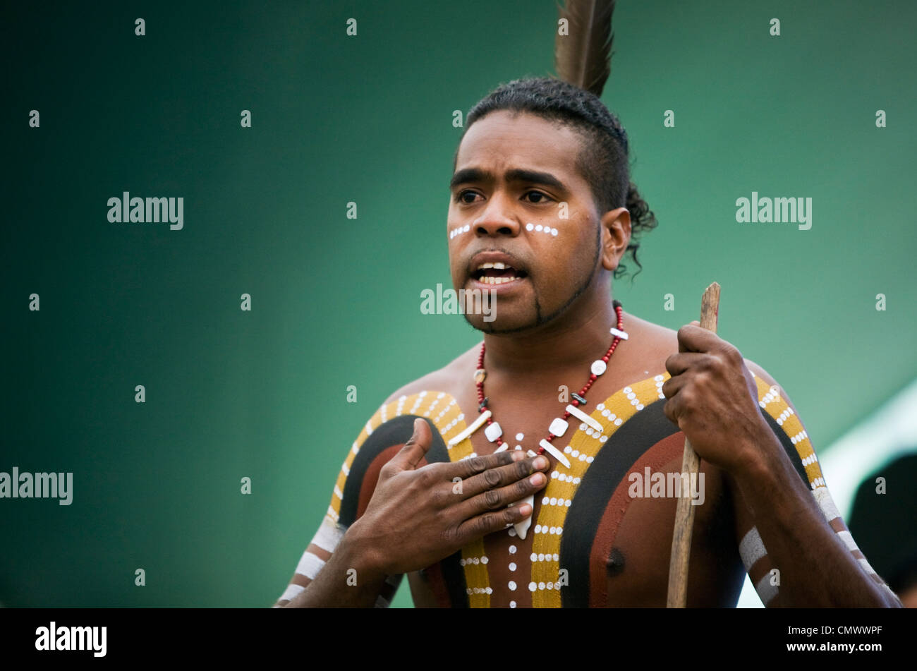 Les danseuse de Tjapukai Aboriginal Cultural Park. Smithfield, Cairns, Queensland, Australie Banque D'Images