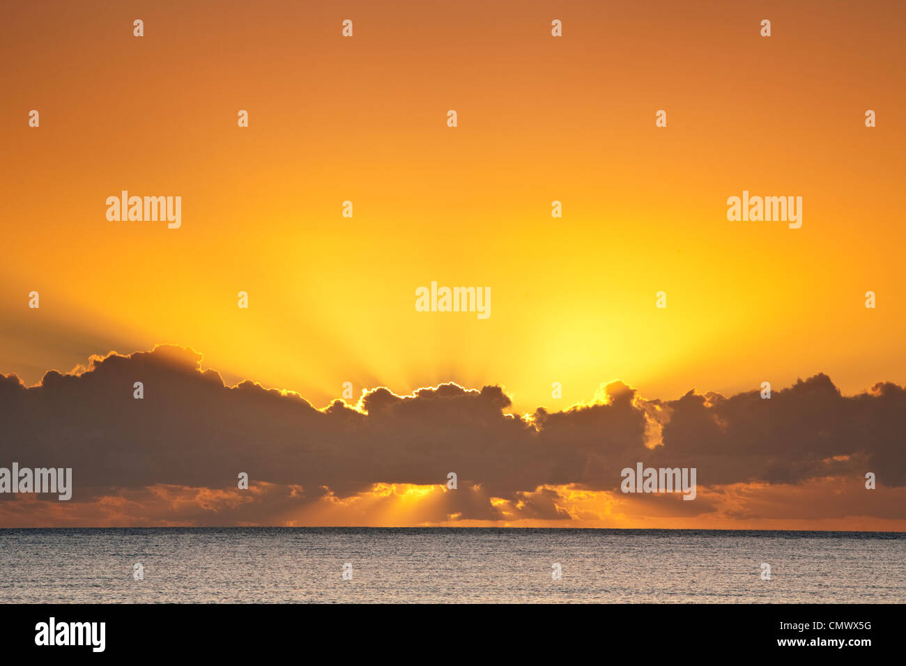 Le lever du soleil sur la mer de Corail. Kewarra Beach, Cairns, Queensland, Australie Banque D'Images