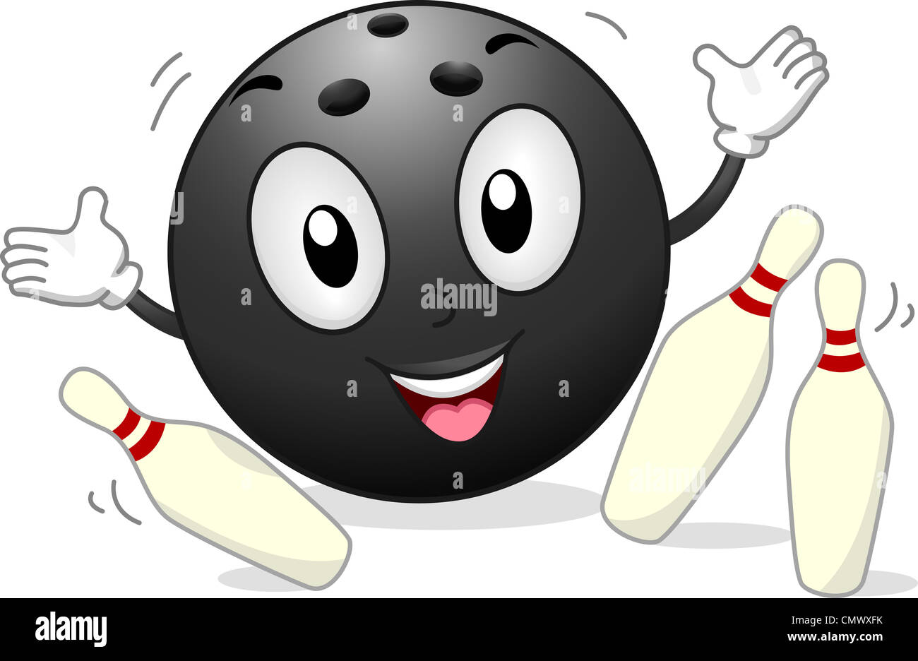 Illustration d'un bowling Mascot entouré par des quilles Banque D'Images