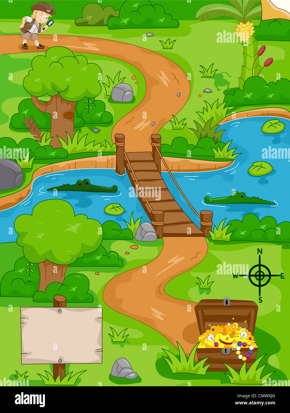 Illustration d'une chasse au trésor Banque D'Images
