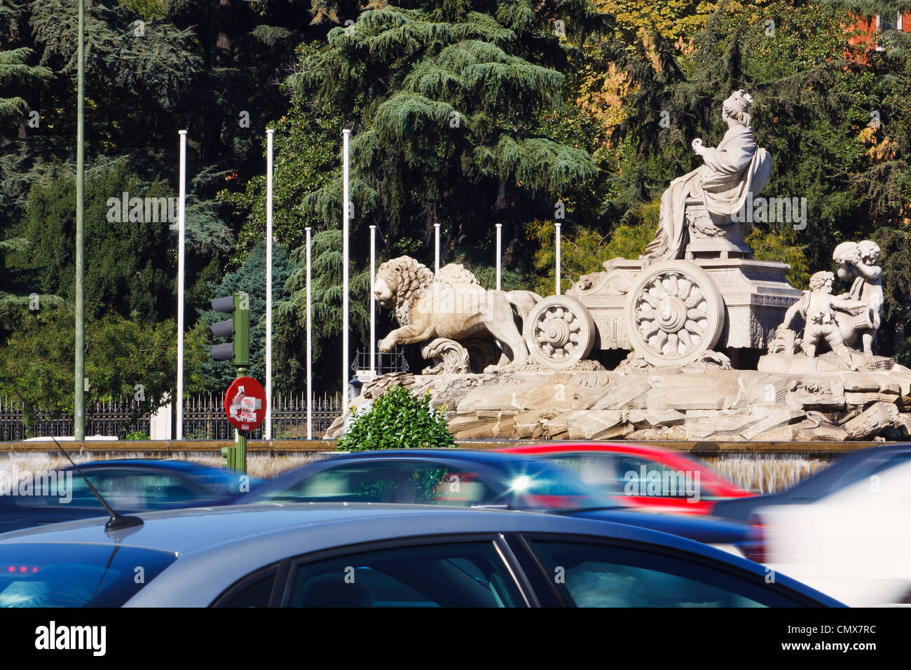 Madrid, Espagne. La fontaine de la Plaza de la Cibeles Banque D'Images