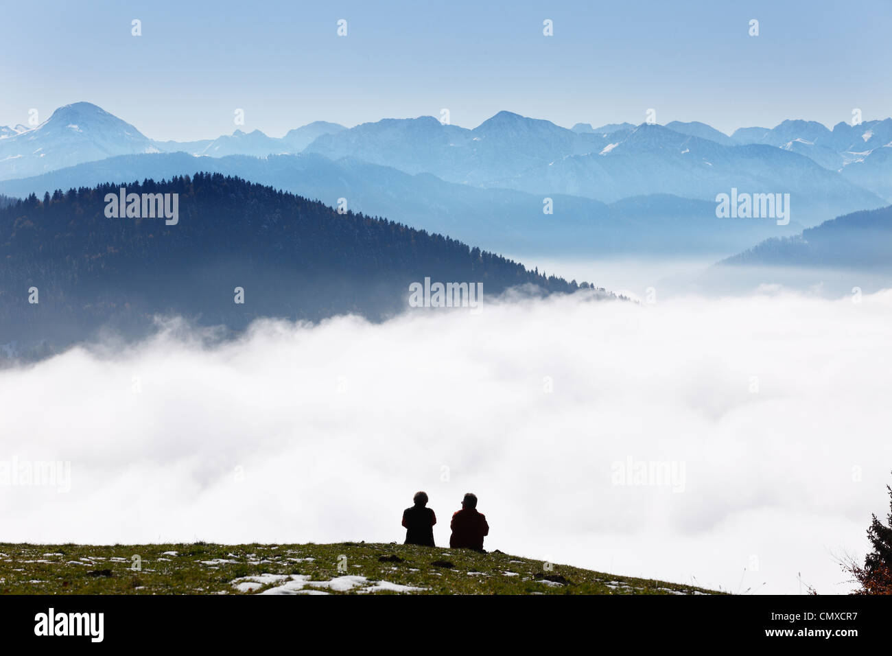 Allemagne, Berlin, Vue sur montagnes du Karwendel Banque D'Images