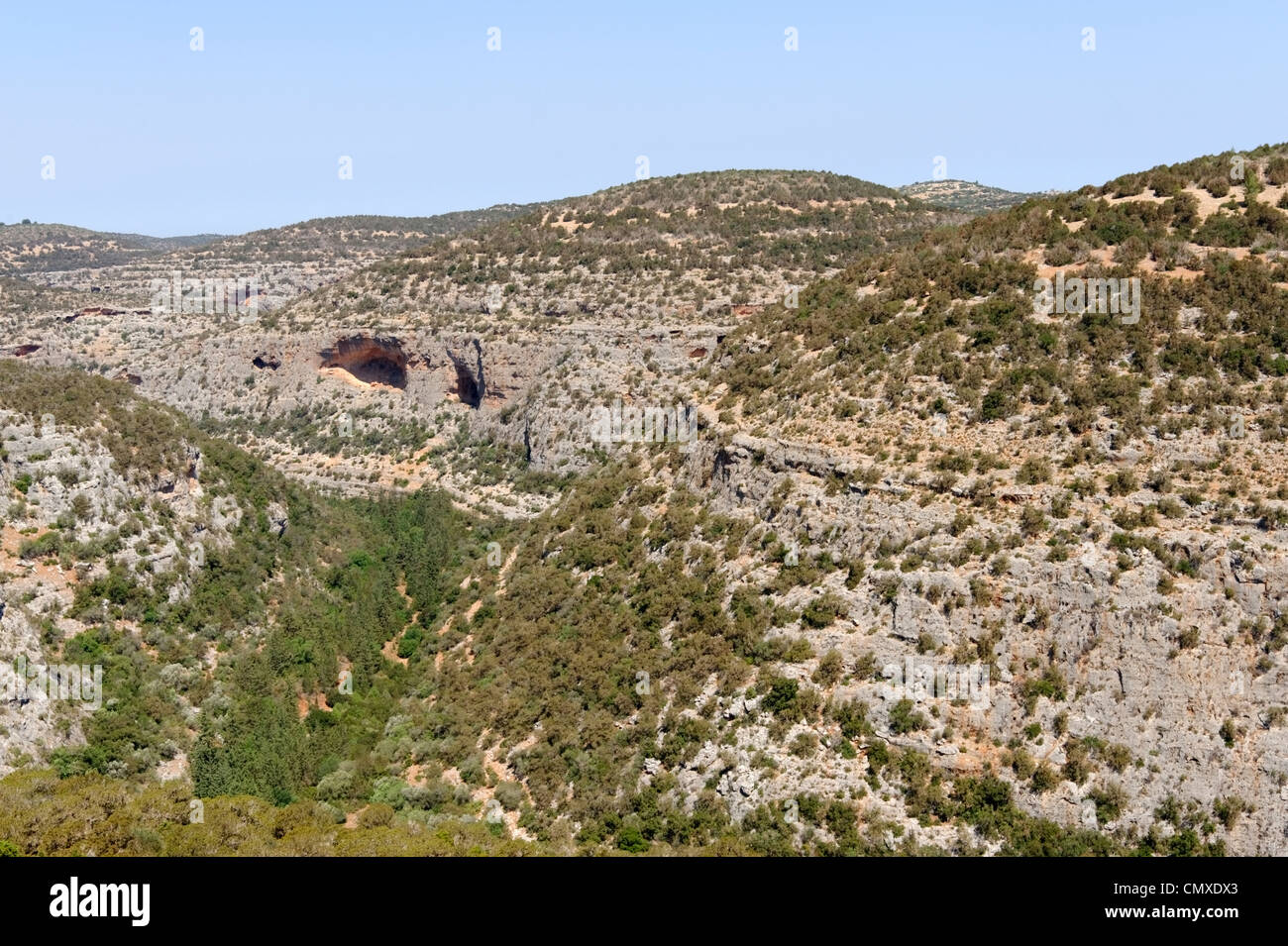 Al Wadi Kuf. La Cyrénaïque. La Libye. Vue sur le paysage spectaculaire du Wadi al-Kuf dans les montagnes Akhdar ou vert des montagnes. Banque D'Images