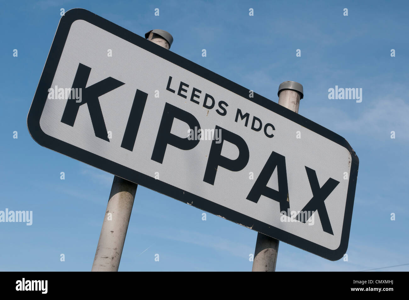 Kippax road sign, Longdyke Lane, Kippax Banque D'Images