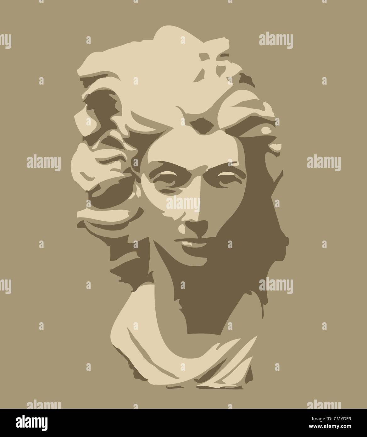 En sculpture de tête de femme Banque D'Images