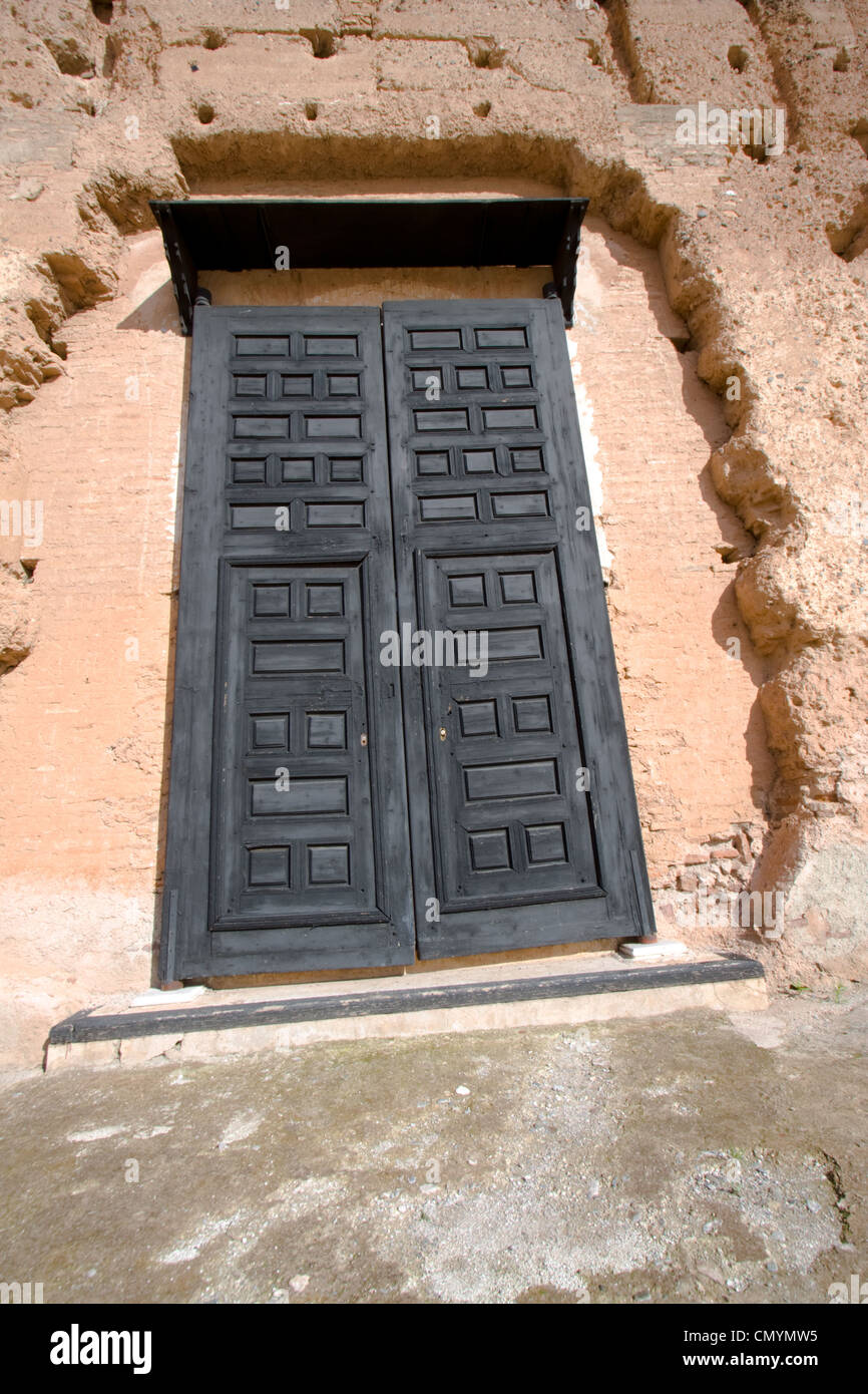 Porte d'entrée dans le palais El Badi à Marrakech, Maroc Banque D'Images