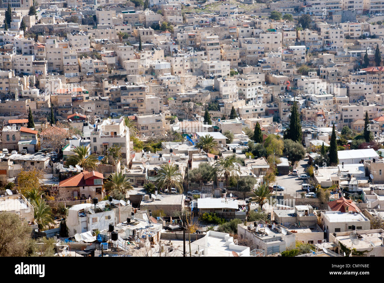 Vue sur les banlieues de Jérusalem, Israël Banque D'Images