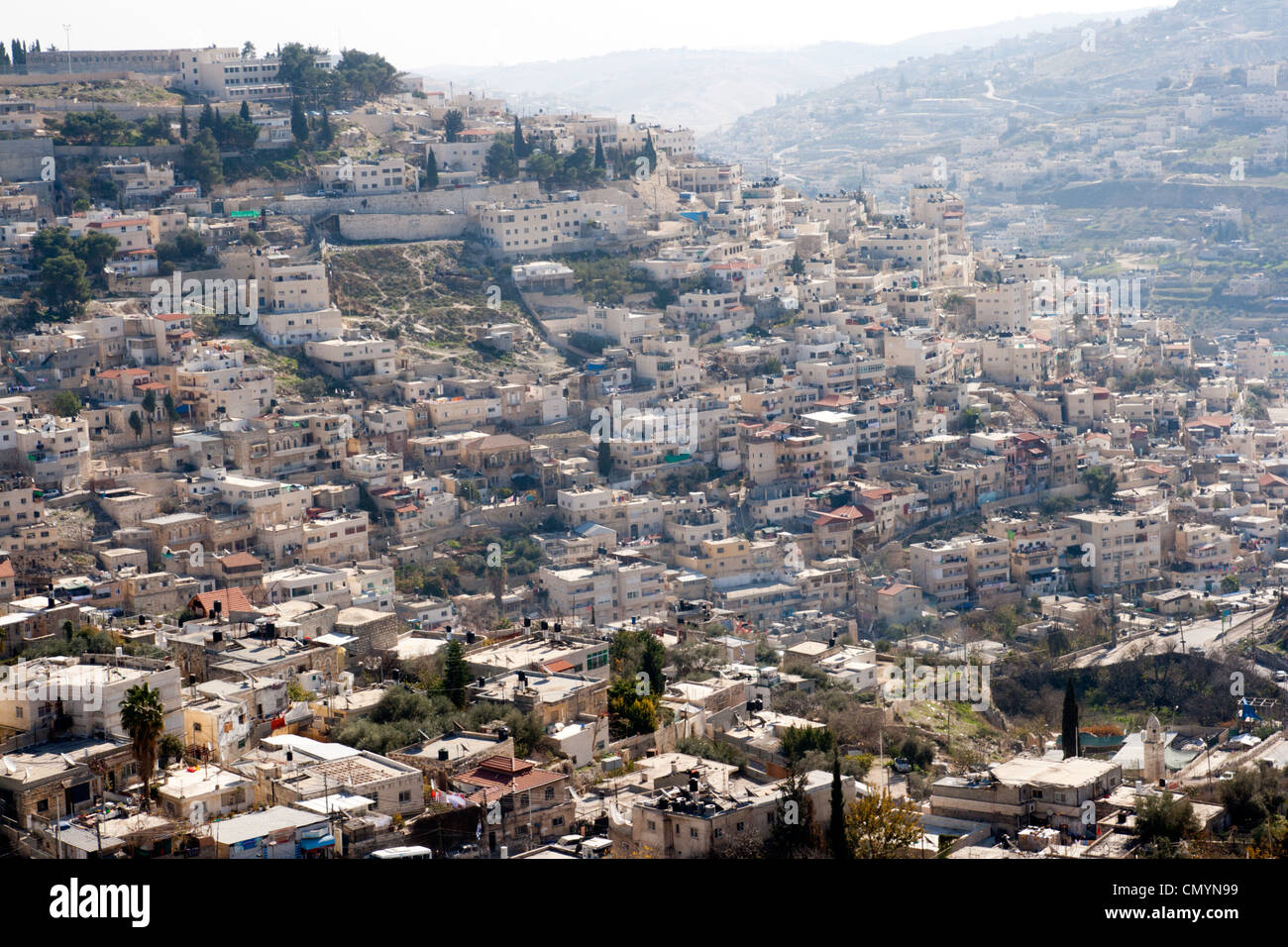 Vue sur les banlieues de Jérusalem, Israël Banque D'Images