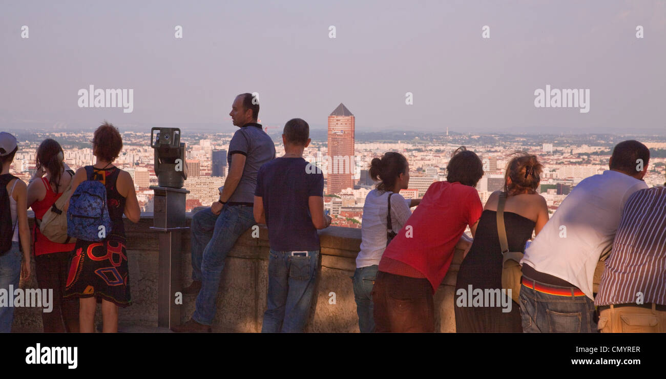 Point de vue de Notre Dame de la colline de Fourvière, Lyon, Rhône-Alpes, France Banque D'Images