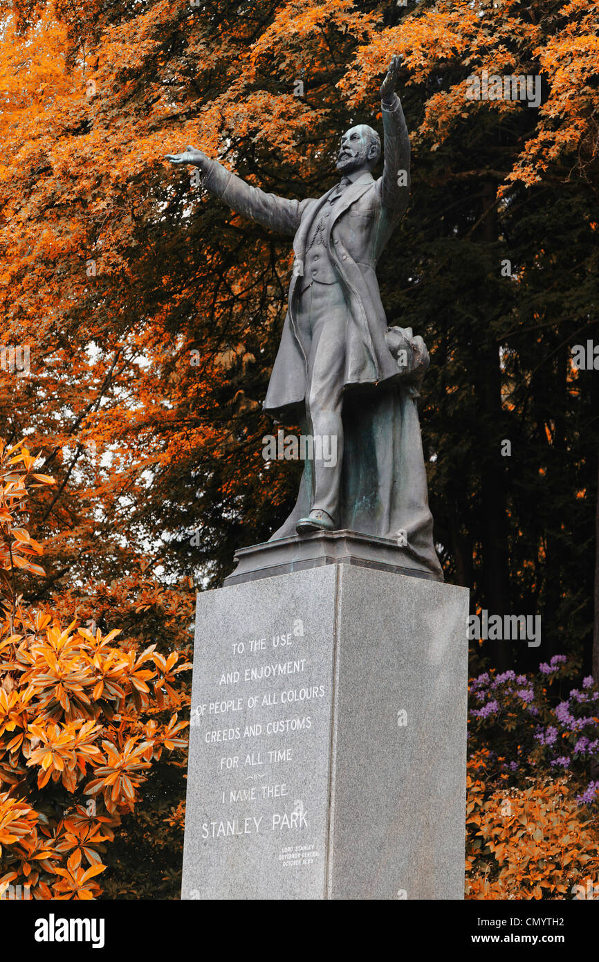 Statue de Lord Stanley, Stanley Park, Vancouver City, Canada, Amérique du Nord Banque D'Images