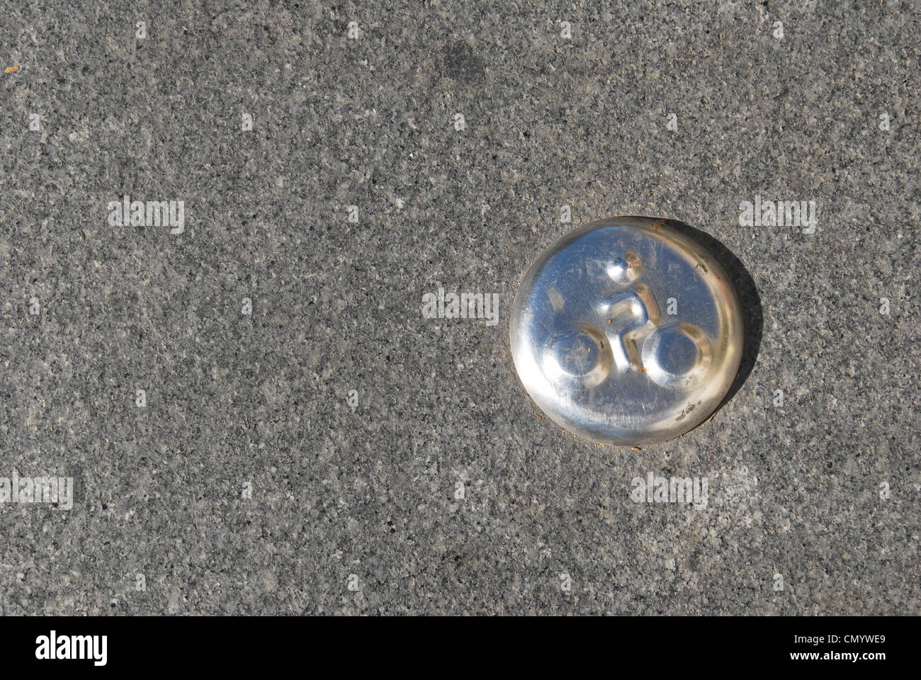 Marqueur de piste cyclable à Séville, Espagne Banque D'Images