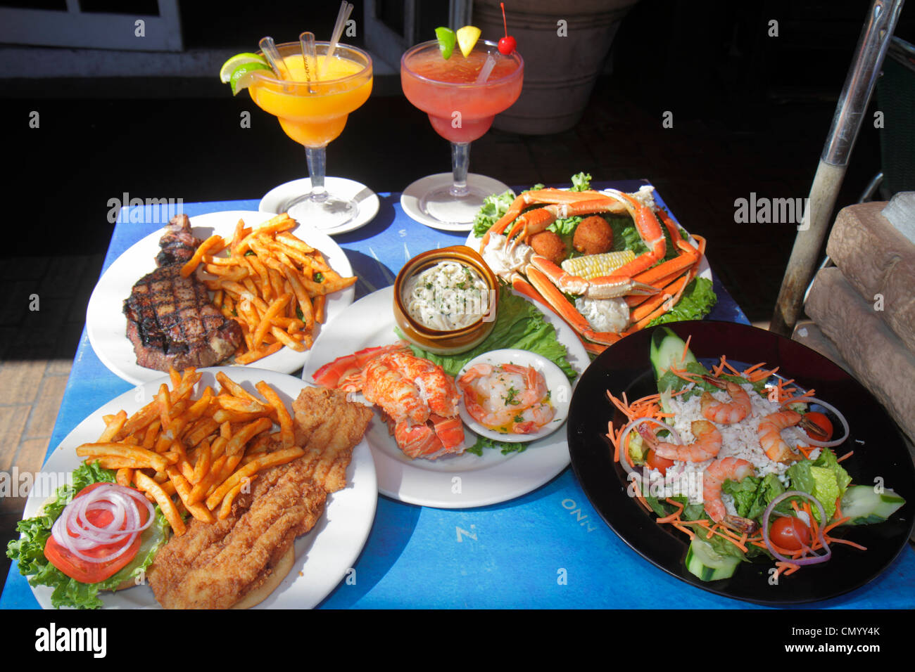 Miami Beach Florida, Ocean Drive, restaurant restaurants restauration café cafés, nourriture, vente de fruits de mer, steak, crevettes, crevettes, crevettes, crabes, homard, co Banque D'Images