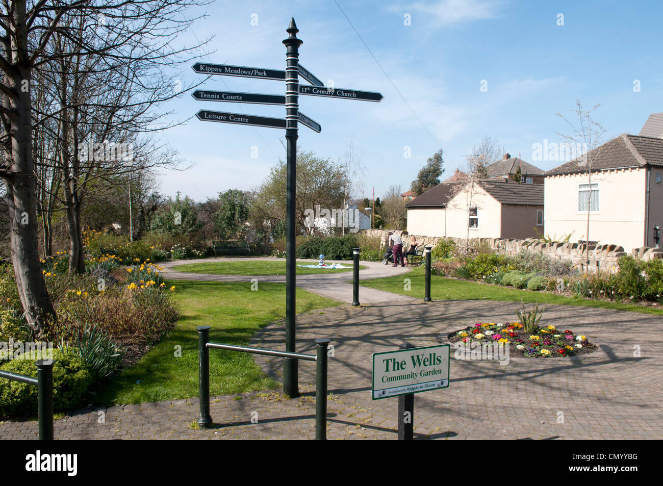 Les puits ; bien Lane / High Street public garden, Kippax Banque D'Images