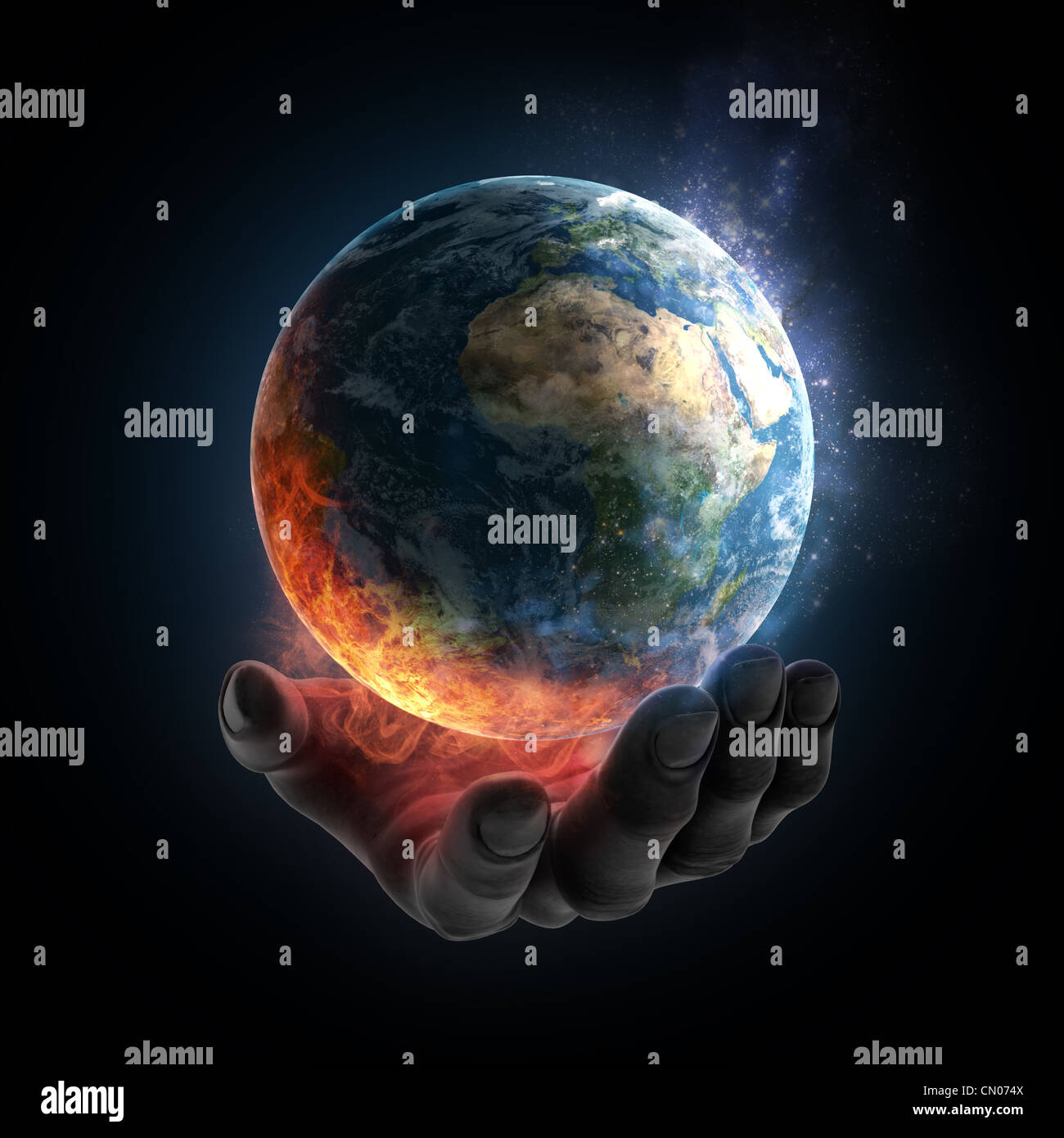 Une illustration de la Terre en feu Banque D'Images