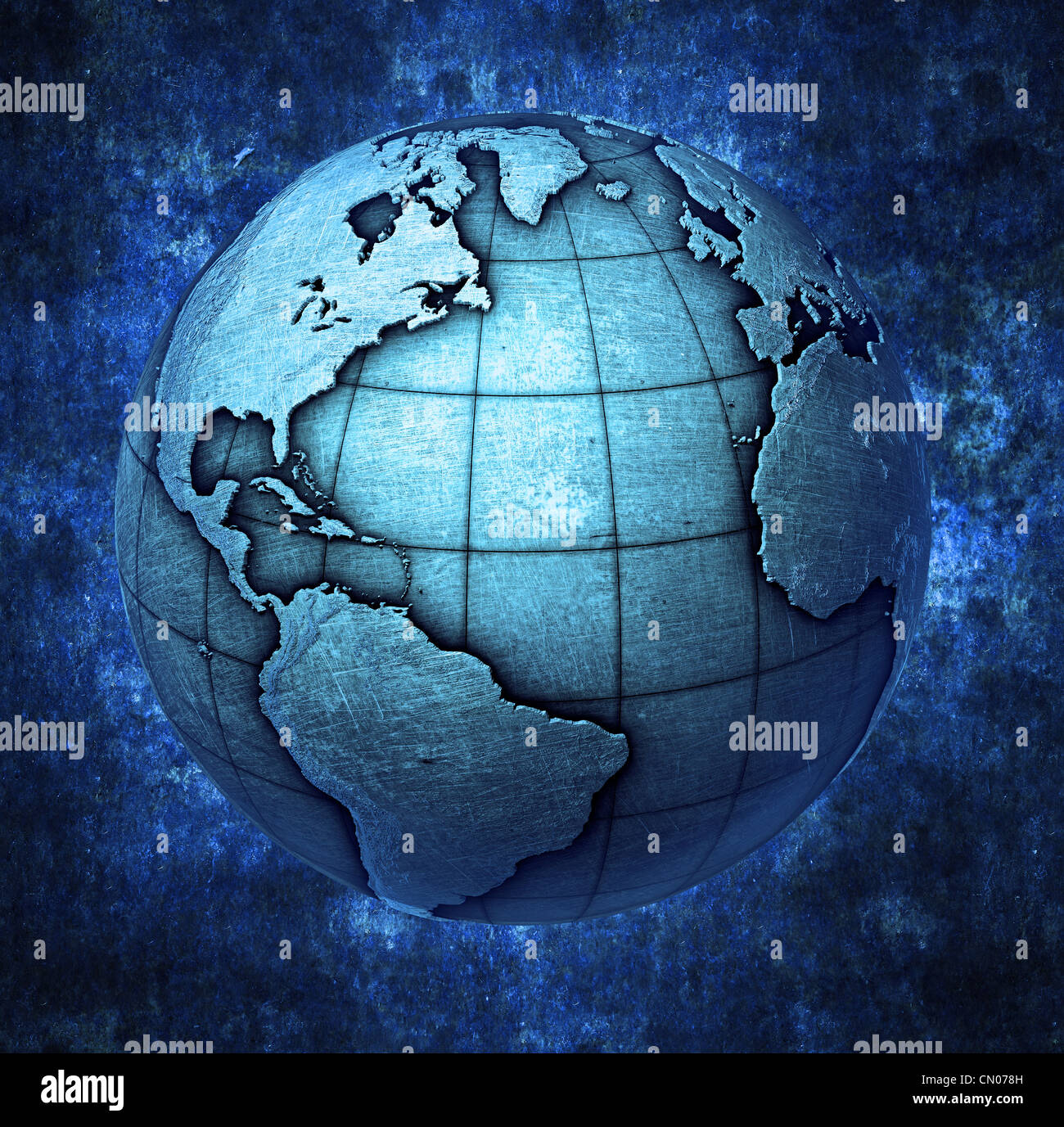 La masse métallique 3D globe background Banque D'Images