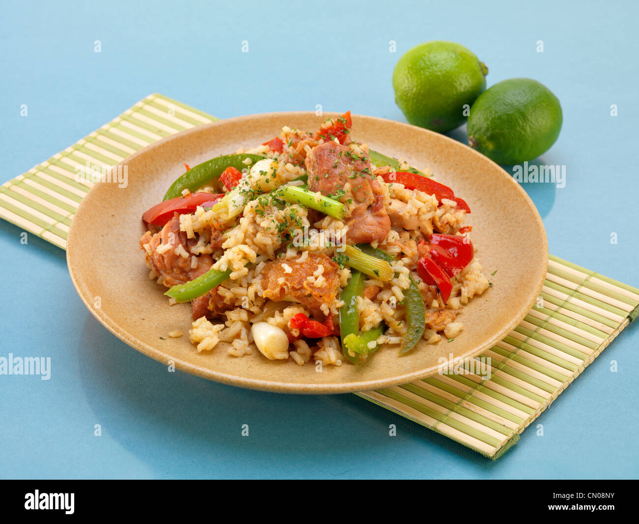 République Dominicaine avec du riz au poulet Banque D'Images