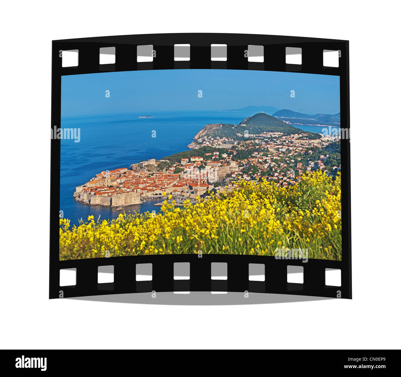 Film fixe : vue depuis le mont Srd de la vieille ville de Dubrovnik, Dalmatie, Croatie, Europe Banque D'Images