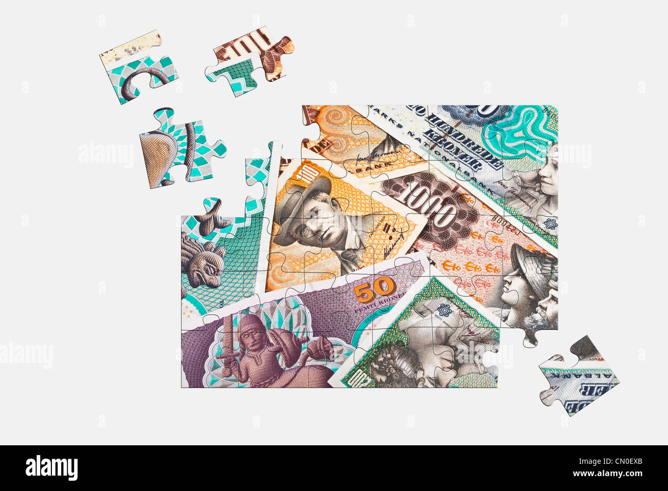 Puzzle : photo détail d'un lot de Krones danois Banque D'Images