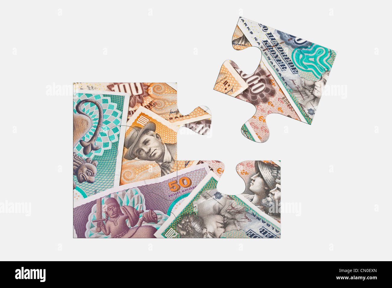 Puzzle : photo détail d'un lot de Krones danois Banque D'Images