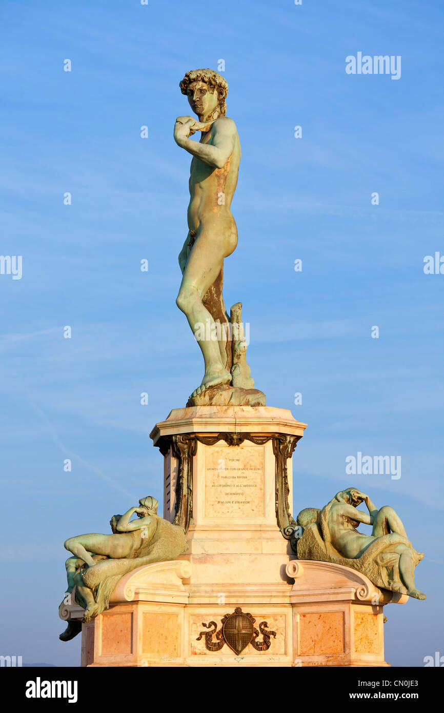 Florence, réplique de David de Michel-Ange à la Piazzale Michelangelo Banque D'Images