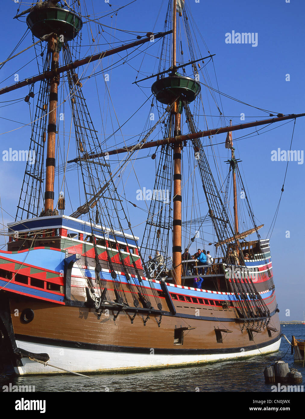Mayflower II réplique de bateau, Plymouth Rock, port de Plymouth, Plymouth, Massachusetts, United States of America Banque D'Images