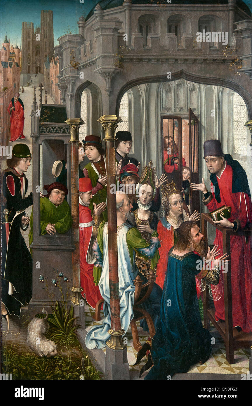 Maître de l'avis de St Gudule 1470 - 1500 Cathédrale de St Gudule à Bruxelles Belgique le Sermon de St Géry prédication pastorale Banque D'Images