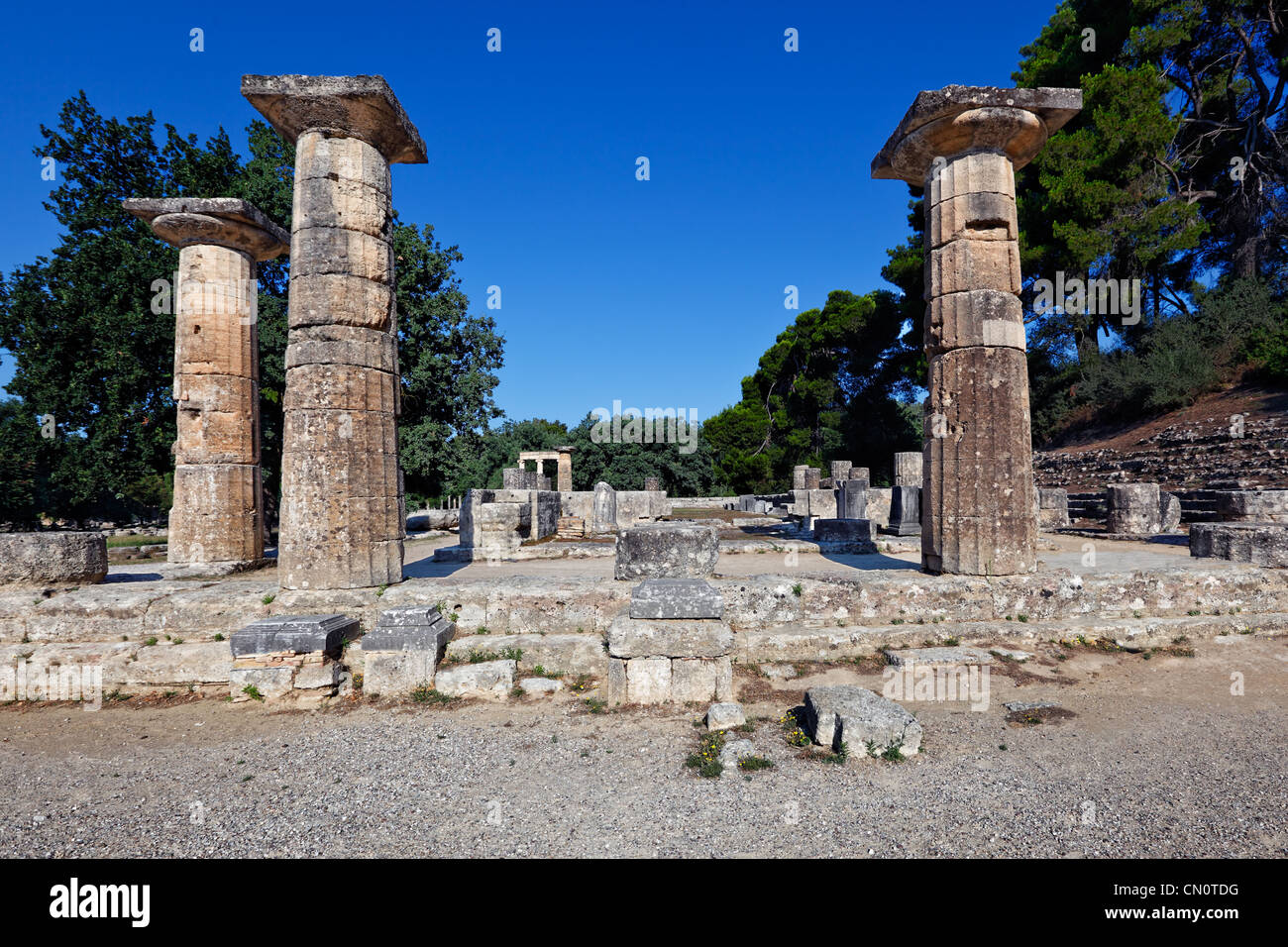 Temple de Héra monument (7e 100. C.-B.), à Olympie, Grèce Banque D'Images