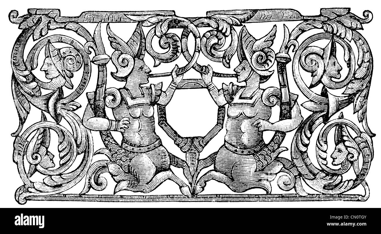 Couvrir la poitrine ajourée, 16ème siècle. Publication du livre 'Meyers Konversations-Lexikon', Volume 7, Leipzig, Allemagne, 1910 Banque D'Images