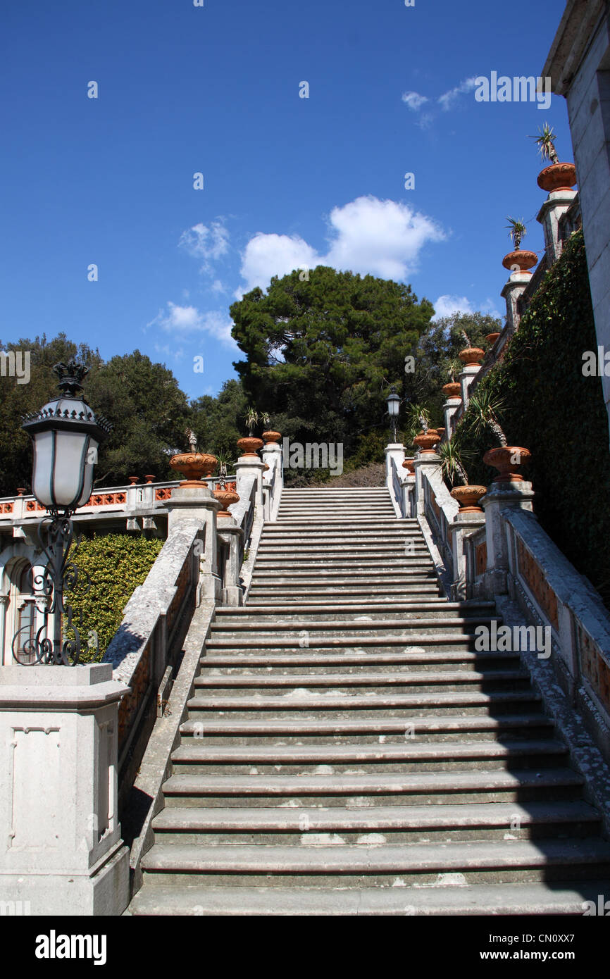 Un escalier raide de Château de Miramare à Trieste Italie Banque D'Images