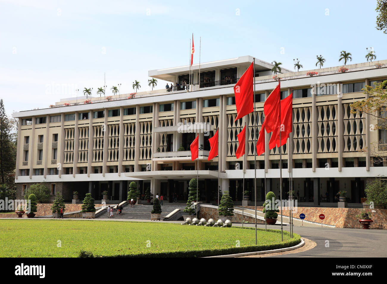 Le Palais de la réunification (ancien Palais présidentiel), Ho Chi Minh Ville (Saigon), Vietnam Banque D'Images