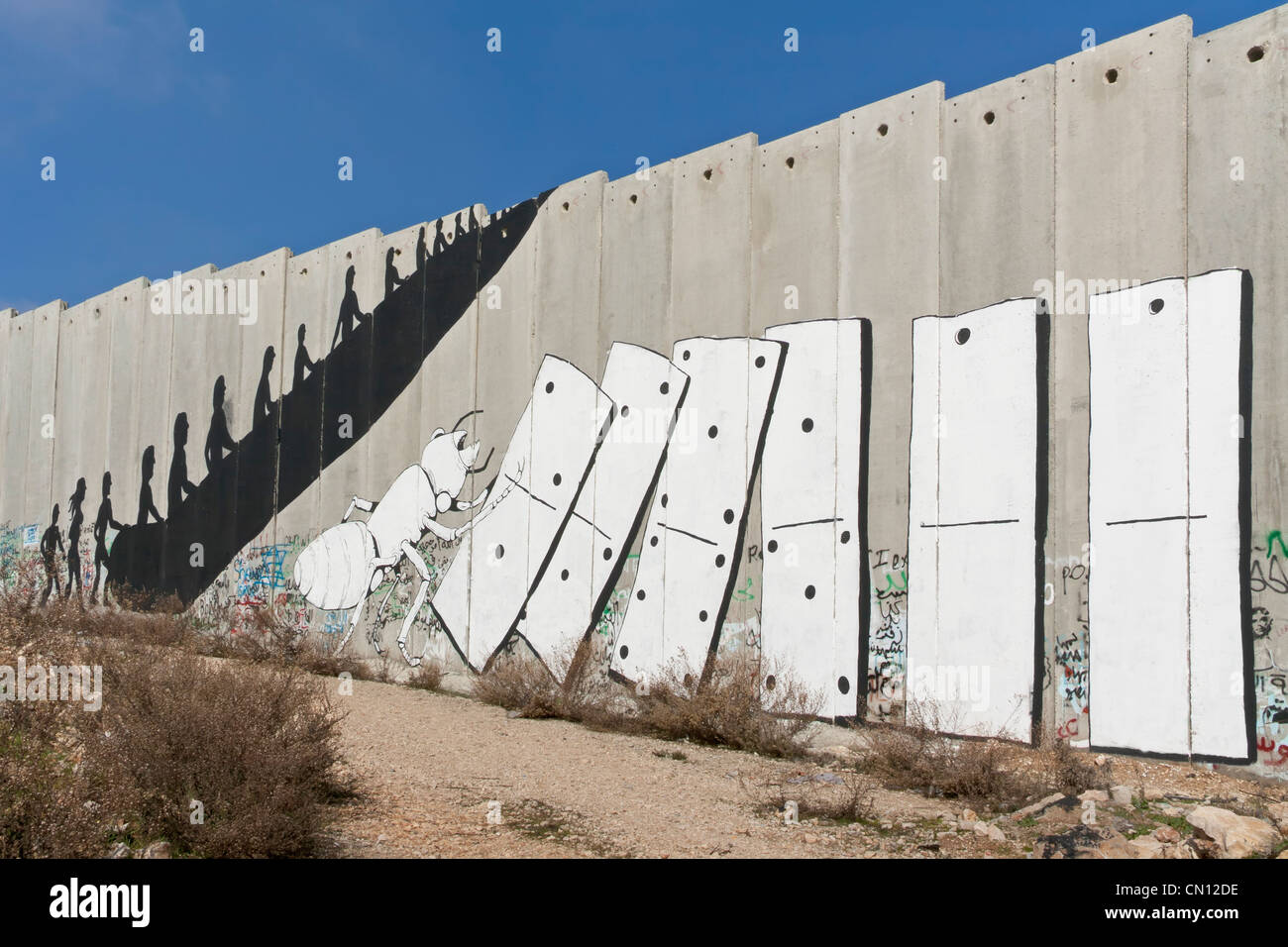 Le mur de séparation à Bethléem, en Palestine Banque D'Images